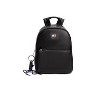 Cityrucksack TOMMY JEANS "TJW CITY CHARM DOME BACKPACK", Gr. B/H/T: 22cm x 32cm x 11cm, schwarz, Lederimitat, Basic, Rucksäcke Cityrucksack, Freizeitrucksack, City Bag mit Logoemblem un Anhänger (7038