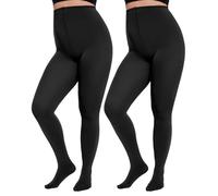 Citystl 2 Paar Strumpfhosen in Übergröße für Damen, 80D blickdicht, schwarz, einfarbig, weiche Mikrofaser, Schwarz, 5XL-6XL Große Größen