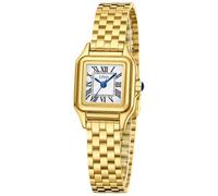 CIVO Klein Analog Damenuhr Gold: Elegante Eckig Edelstahl Wasserdicht Armbanduhr Damen mit Römischen Zahlen für Business Alltag und Geschenk für Frauen