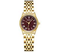 CIVO Klein Damenuhr Gold Edelstahl: Vintage Armbanduhr Damen Römische Ziffern - Analog Uhren für Frauen Rot Zifferblatt