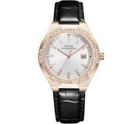 CIVO Uhr Damen Elegant Analog Damenuhr Wasserdicht Leuchtend Datum Minimalistic Armbanduhr Damen Klassische Schwarz Lederarmband Daimant Quarzuhr mit Roségold Gehäuse Geschenk für Frauen