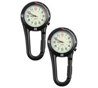 CIYODO 2 Stück Quarzuhr mit Fluoreszierendem Zifferblatt Clip Ansteckuhr für Rucksack und Gürtel Karabineruhr mit Federhaken Outdoor Sportuhr für Damen und Herren