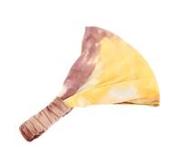 CIYODO 3 Stück Teiliges Baumwoll Stirnband für Damen Elastisch Weich Verstellbar Kopfbedeckung Modisches Batik Design in Gelb Violett und Schwarz Bequem und Vielseitig für Alltag und