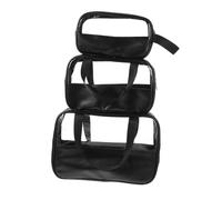 CIYODO 3 Stück Teiliges Wasserdichtes Reise Kulturbeutel Transparenter Makeup Organizer aus PU Großer Fassungsvermögen Kosmetiktasche mit Tragegriff Multifunktional für Damen Unterwegs