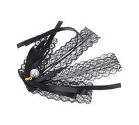 CIYODO Elegante Damen Brosche als Geschenk für Freunde und Familie Einfach zu Tragen Fliege mit Spitze in Schwarz aus Stoff und Spitze mit Anstecknadel der Rückseite
