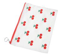 CIYODO Kleine Reise Kosmetiktasche mit Reißverschluss Tragbarer Kulturbeutel mit Rotem Kirsch Stickmuster Multifunktionale Schminktasche für Damen Sichere Aufbewahrung von Schmuck und