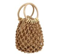 CIYODO Modische Strand Clutch mit Kordelzug aus Baumwollseil für Damen | Gewebte Handtasche, Braun und Kompakt, für Spaziergang und Sommerstrand, Platz für Kleine Essentials