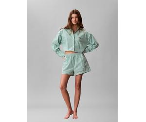 CK GRAPHIC CROPPED POPLIN SHIRT PENNY STRIPE MARDI GRAS GREEN - Gr. - L