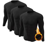 CL convallaria 3er Pack Thermounterwäsche Unterhemd Herren Thermo Oberteil Innenfleece Funktionsunterwäsche Thermoshirt Langarm
