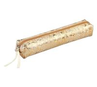 Clairefontaine 410021C Schlampermäppchen aus Leder Celeste Slim, 4 x 2,5 x 19,5cm, 1 Stück, Lazer Gold