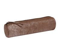 Clairefontaine 410035C Schlampermäppchen KLEO-PATHRA rund, aus Lammleder, Ø5,5 x 22 cm, 1 Stück, Silber