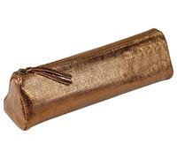 Clairefontaine 410042C Schlampermäppchen KLEO-PATHRA dreieckig, aus Lammleder, 22 x 6 x 6cm, 1 Stück, Bronze