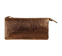 Clairefontaine 410048C Schlampermäppchen KLEO-PATHRA, flach mit 2 Fächern, aus Lammleder, 22 x 11cm, 1 Stück, Bronze