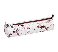 Clairefontaine 410109C Schlampermäppchen Cosmicuir, rund, aus Lammleder, Ø5 x 22 cm, 1 Stück, Kirschrot