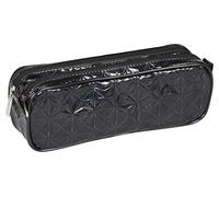 Clairefontaine 420030C - Rechteckiges Schlampermäppchen mit 2 Fächern, mit holografischem Muster, 22x7x8 cm, schwarz, 1 Stück