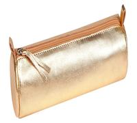 Clairefontaine 4x Schlampermäppchen aus Leder Cuirisé rund Ø5,5x22cm - Golden 8692C - gold 8692C