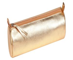Clairefontaine 4x Schlampermäppchen aus Leder Cuirisé rund Ø5,5x22cm - Golden 8692C - gold 8692C