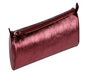 Clairefontaine 4x Schlampermäppchen aus Leder Cuirisé rund Ø5,5x22cm - Kirsche 8689C - rot 8689C