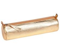 Clairefontaine 4x Schlampermäppchen Leder Cuirisé rund Ø5,5x22cm Golden 8692C