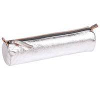 Clairefontaine 4x Schlampermäppchen Leder Cuirisé rund Ø5,5x22cm Silber 8688C