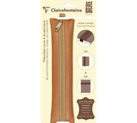 Clairefontaine 5x Schlampermäppchen Leder Notizbuch, 20x4,5 cm Tabak 77036C