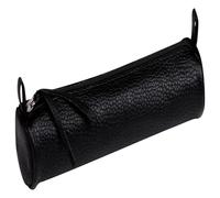 Clairefontaine 6x Kleines Schlampermäppchen rund aus Leder schwarz Ø3 ,5x18cm - Schwarz 8327C - schwarz 8327C