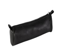 Clairefontaine 6x Kleines Schlampermäppchen rund aus Leder schwarz 5x18cm - Schwarz 8324C - schwarz 8324C