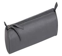 Clairefontaine 6x Schlampermäppchen rund aus gefärbtem Leder einfarbig Ø5,5x22cm - Grau 8334C - grau 8334C