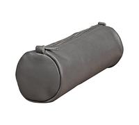 Clairefontaine 77033C Schlampermäppchen Age Bag (aus Leder, 21 x 6 cm, rund, groß, mit Metallverschluß) 1 Stück grau