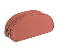 Clairefontaine 8343C Schlampermäppchen (Textil, 2 Reißverschlüsse, oval, 22 x 8 x 10cm, Lasche aus Metall) 1 Stück rosa