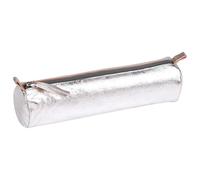Clairefontaine Schlamper-Rolle Cuirisé Leder rund 5,5×22 cm Perlmutt-Effekt Silber