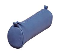 Clairefontaine 8x Age Bag, kleines Schlampermäppchen aus Leder, rund 18,5xØ4 cm - Blau 77024C - blau 77024C