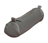 Clairefontaine 8x Age Bag, kleines Schlampermäppchen aus Leder, rund 18,5xØ4 cm - Grau 77034C - grau 77034C