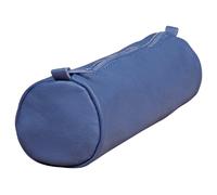 Clairefontaine 8x Age Bag, rundes Schlampermäppchen aus Leder, 21xØ6 cm - Blau 77023C - blau 77023C