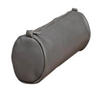 Clairefontaine 8x Age Bag, rundes Schlampermäppchen aus Leder, 21xØ6 cm - Grau 77033C - grau 77033C