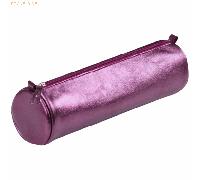 Clairefontaine Schlampermäppchen 8689C Leder rund 5,5x22cm Perlmutt-Effekt kirschrot