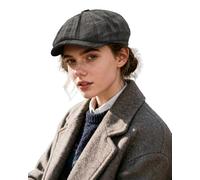 Clakllie 8 Panel Newsboy Cap aus Wollmischung Herren Damen Ballonmütze Peaky Blinders Mütze Baskenmütze Gatsby Barrett Cap Schiebermütze,NB25Q12-GrayGreen