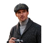 Clakllie 8 Panel Newsboy Cap aus Wollmischung Herren Damen Ballonmütze Peaky Blinders Mütze Baskenmütze Gatsby Barrett Cap Schiebermütze,NB25Q12-NavyBrown