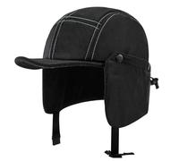 Clakllie Basecap mit Ohrenklappen für Herren Damen Warme Short Brim Baseball Cap Polar Fleece 5 Panel Cap mit Kurzem Schirm Weich Fliegermütze,BSWD2403-Black