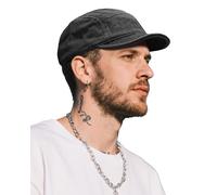 Clakllie Cotton 5 Panel Cap mit Kurzem Schirm Flat Brim Caps Herren Dad Hut Outdoor Sports Cap Running Mütze,BSAD2514-Black