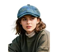 Clakllie Karierte 8 Panel Newsboy Cap aus Wollmischung Herren Damen Ballonmütze Peaky Blinders Mütze Baskenmütze Gatsby Barrett Cap Schiebermütze,NB25Q14-Blue