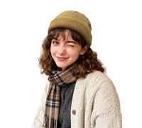 Clakllie Weich &Stretchy Acryl Fisherman Beanie Skull Mütze für Damen&Herren Einfarbig Merino Trawler Mütze,Klassische Feinstrick Wollmütze Warme Atmungsaktiv Wintermütze Strickmütze.DDTH02-Khaki