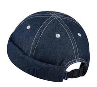 CLAPE Herren Cap Ohne Schirm Denim Baumwolle Dockercap Dockermütze Verstellbar Seemannsmütze Hafenmütze Beanie Brimless Hat Bikermütze Dark Blue HBMH1