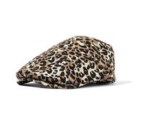 CLAPE Leopard Schiebermütze Damen Cotton Twill Flatcap Atmungsaktiv Gatsby Newsboy Cap Verstellbar Schirmmützen Gatsby Ivy Irish Hat Retro Driving Hat