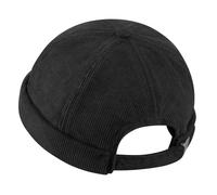 Clape Seemannsmütze Cord Docker Mütze Rolled Cuff Dockers Cap Kappen Cap Ohne Schirm Rollmütze Dock Kappe Corduroy Docker Beanie,Black