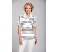 Clarina - Ganzjahres NOS Poloshirt,1/2 A 100 weiss-marine - Gr. - 46