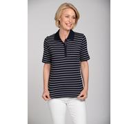 T-Shirt CLARINA "HEINRICH", Damen, Gr. 44, blau (marine), Obermaterial: 100% Baumwolle., comfort fit, hoch geschlossener Ausschnitt, Kurzarm, Shirts, Pima Cotton Interlock (42669535-44) marine