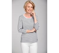 Clarina - Ganzjahres NOS Rdh.-Shirt,3/4 100 weiss-marine - Gr. - 36