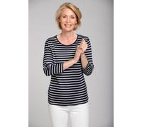 Rundhalsshirt CLARINA "NICOLE", Damen, Gr. 48, blau (marine), Obermaterial: 100% Baumwolle., comfort fit, Rundhals, 3/4-Ärmel, Shirts, Pima Cotton Interlock (92265362-48) marine