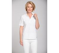 CLARINA - Polo-Shirt,1/2 Arm,Punkte,Piqu weiss-marine - Gr. - 48